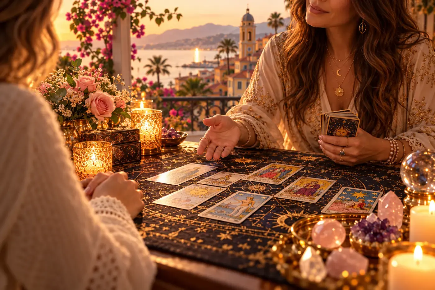 Application de tarot et cartes illustrant une question personnalisée sur Auréa