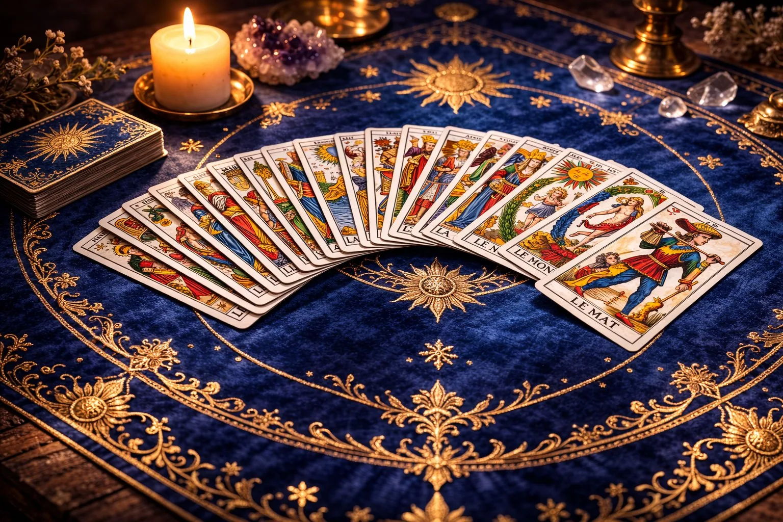 Cartes du Tarot de Marseille en éventail